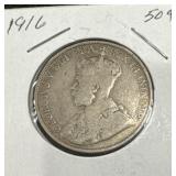 1916 50 Cents Silver Coin