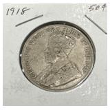 1918 50 Cents Silver Coin
