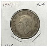 1941 50 Cents Silver Coin- Narrow Date (ND)