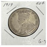 1919 50 Cents Silver Coin