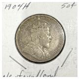 1904 H Newfoundland 50 Cents Silver Coin