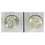 2 US Half Dollar Silver Coins