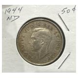 1944 50 Cents Silver Coin- Narrow Date (ND)