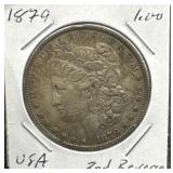 1879 US Silver Morgan Dollar - 3rd Reverse
