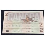 1986 Canada Two Dollar Bills