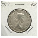 1959 50 Cents Silver Coin