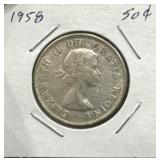 1958 50 Cents Silver Coin