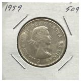 1959 50 Cents Silver Coin