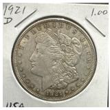 1921 D US Silver Morgan Dollar