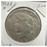 1923 S US Silver Peace Dollar