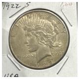 1922 S US Silver Peace Dollar