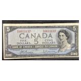 1954 Canda 5 Dollars Bill