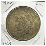 1922 US Silver Peace Dollar