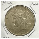 1922 US Silver Peace Dollar