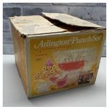 Vtg. MCM Glass Punch Bowl Set W/ Original Box.