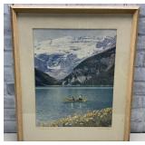 Vtg. Lake Louise Framed Print.  Canadian Pacific.