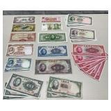 World Banknotes.  China, Japan, Laos.