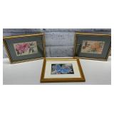 Vtg. Silk Threaded Woven Pictures.