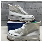 Ladies Sz.9 Snickers Lugged High Tops, White. New