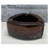 MCM California Pottery Ashtray, Brown Drip Glaze.
