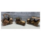 Vtg. Copper Tin Music Box Cars.  All Working.