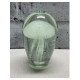 Green Art Glass Jellyfish Paper Weight