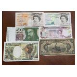 Lot of 6 Six Foreign Banknotes