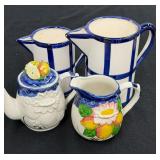 VTG Collection 4pc Ceramic Pitcher Tea pot Creamer