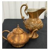 Vintage Copper Pitcher and Copper Teapot