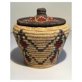 Vintage Pine Needle Lidded Basket by Rose Gauthier