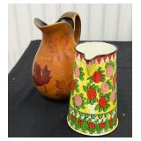 Vintage Lot of 2 Pitchers Hand Painted