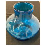 MCM Art Glass Blue Large Vase