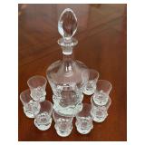 Daum France Crystal Decanter & 8 Cordial Glass Set