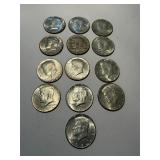 KENNEDY 1964 SILVER HALF DOLLARS LOT OF 13