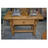 PRIMITIVE RUSTIC SINGLE DRAWER SPANISH WOOD TABLE