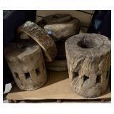 Reclaimed elm wood wagon wheel or cart hub