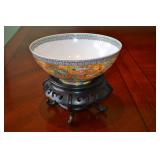 Rose and Six Dragon Eggshell Bone China Bowl NIB