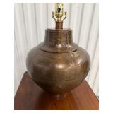 Brutalist Riveted Metal Globe Shape Lamp