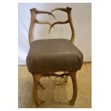 ELK HORN ANTLERS SIDE CHAIR LEATHER SEAT