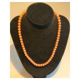 Italian Pink Coral Bead Necklace 14'
