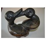 Hand Carved Stone Figural Sculpture Birds Signed