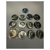 KENNEDY 1964 SILVER HALF DOLLARS LOT OF 13
