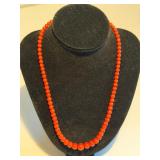 Italian Red Coral Bead Necklace 16'