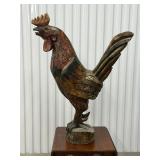 Hand-carved Wooden Rooster Folk Art Sculpture