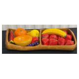 Carved Wood Bowl with handmade Papier-mï¿½chï¿½ Fruit
