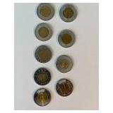 Canada Toonie $2 Two Dollar Coins Lot of 9