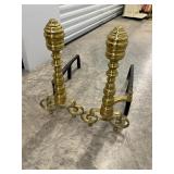 Vintage Brass and Iron Fireplace Andirons