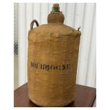Vintage French Demijohn Bottle with Woven Burlap