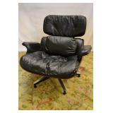 HERMAN MILLER EAMES LEATHER LOUNGE SWIVEL CHAIR