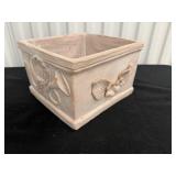 Set of 2 Square Planter Terracotta Whitewash Glaze